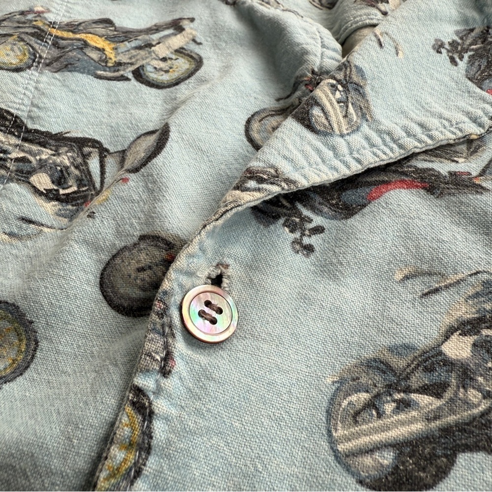 Vintage Motorcycle Print Shirt-Jacket | Button Down | Fits - Picture 2 of 2
